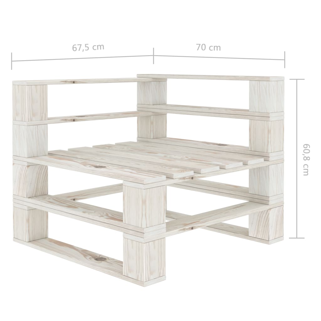 Divano da Giardino ad Angolo in Pallet in Legno Bianco - homemem39