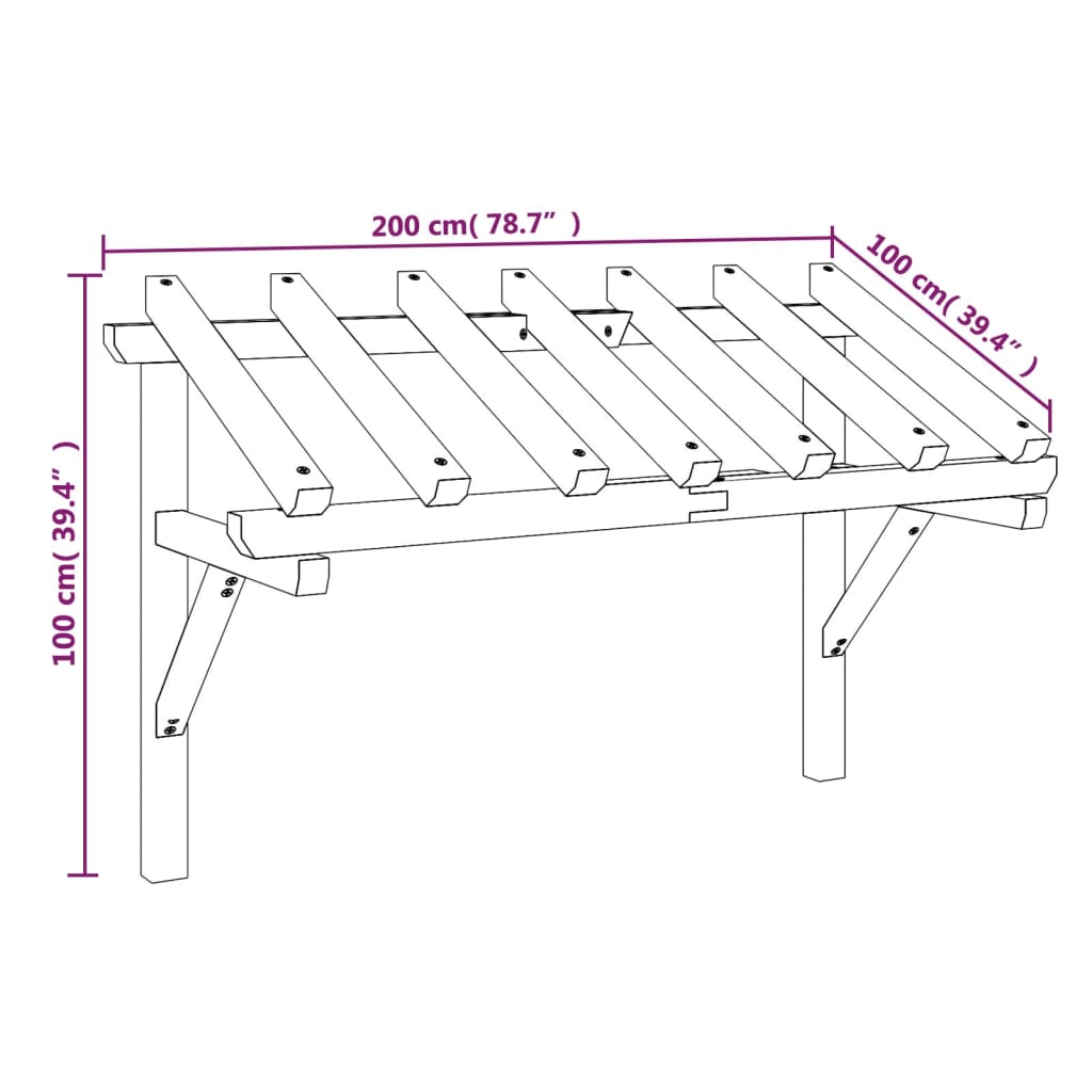 Tettoia per Porta d'Ingresso 200x100x100 cm in Legno di Pino - homemem39