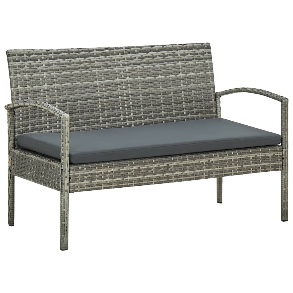 Set Divani da Giardino 4 pz con Cuscini in Polyrattan Grigio - homemem39