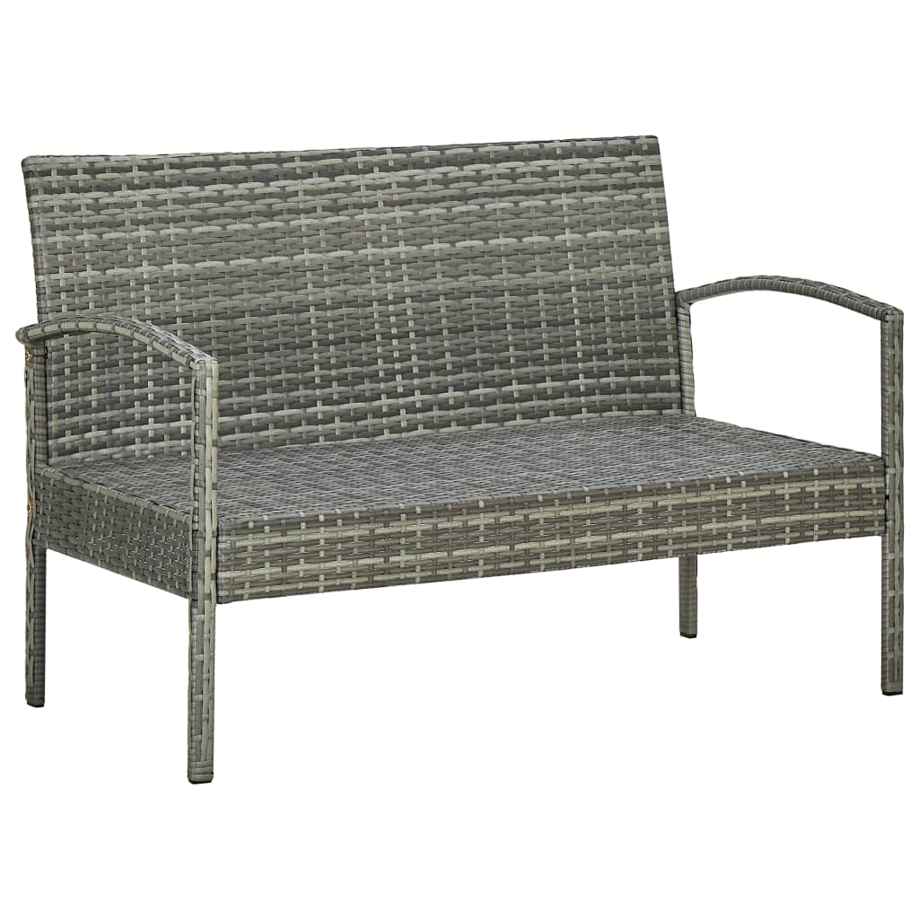 Set Divani da Giardino 4 pz con Cuscini in Polyrattan Grigio - homemem39