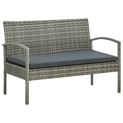 Set Divani da Giardino 5pz con Cuscini in Polyrattan Grigio - homemem39