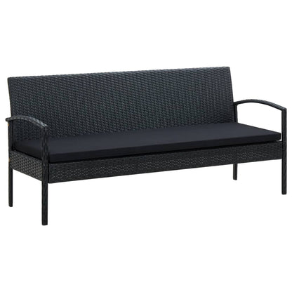 Set Divani da Giardino 5pz con Cuscini in Polyrattan Nero - homemem39