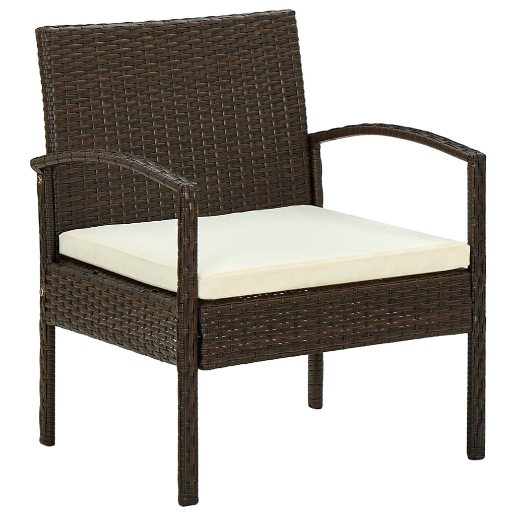 Sedia da Giardino con Cuscino in Polyrattan Marrone - homemem39