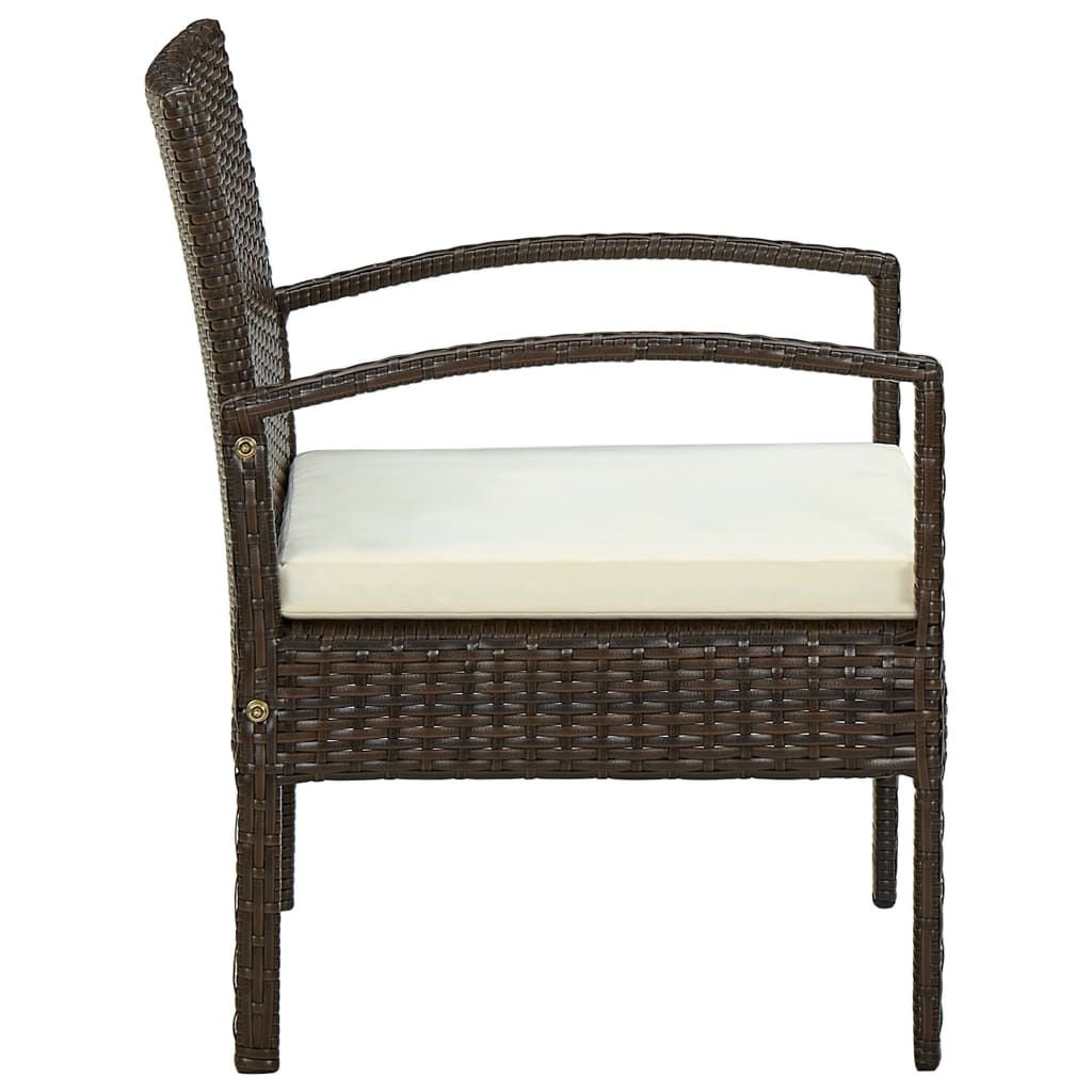 Sedia da Giardino con Cuscino in Polyrattan Marrone - homemem39