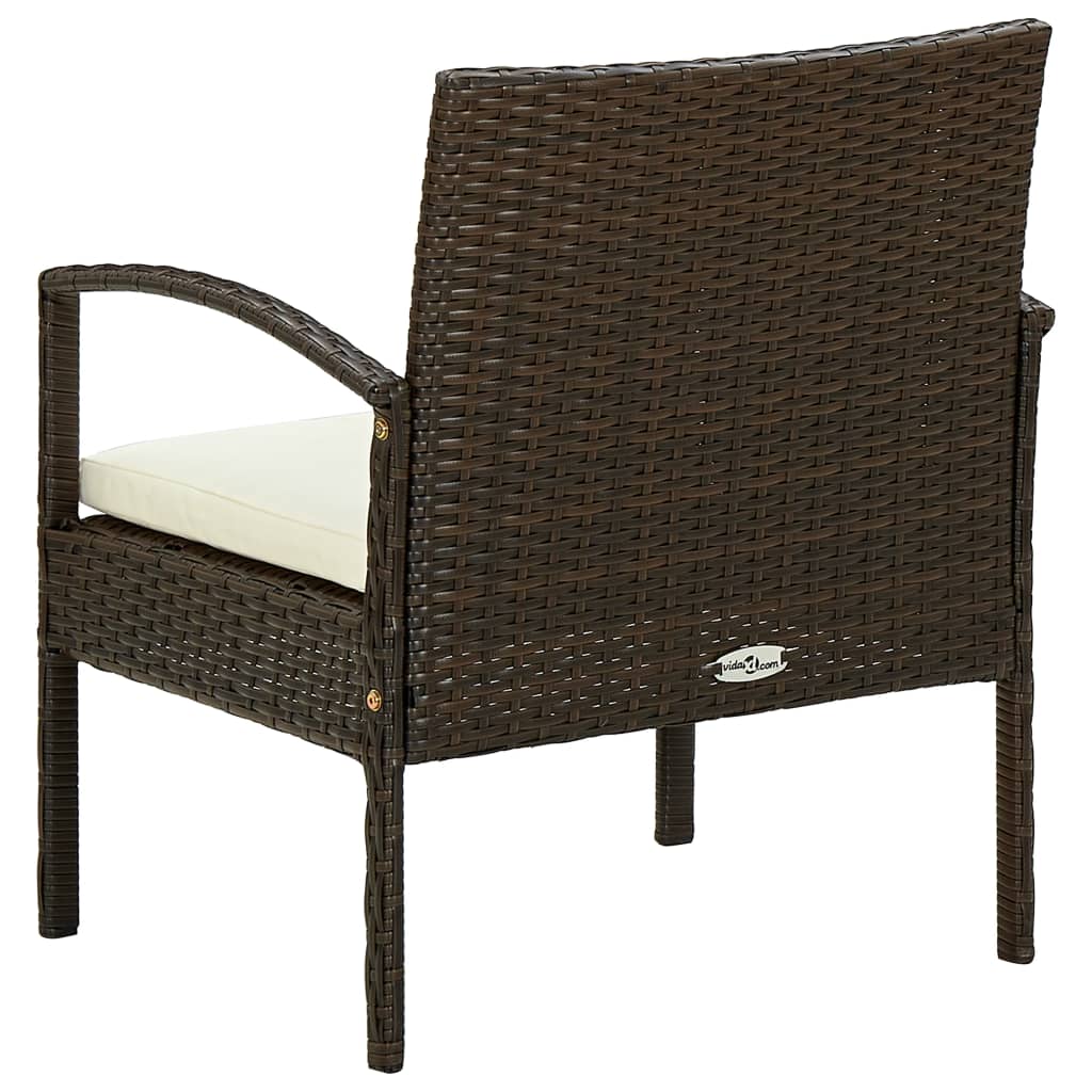 Sedia da Giardino con Cuscino in Polyrattan Marrone - homemem39