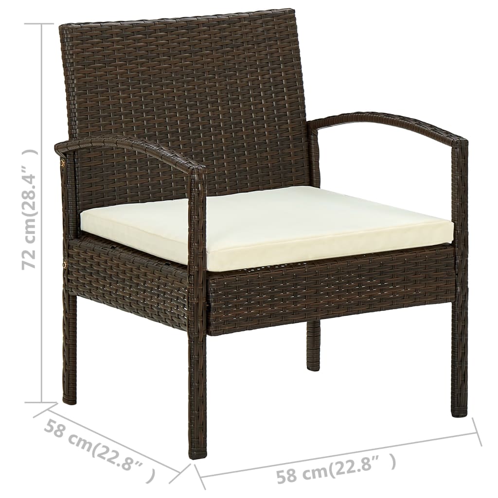 Sedia da Giardino con Cuscino in Polyrattan Marrone - homemem39