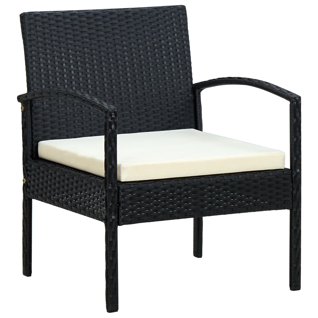 Sedia da Giardino con Cuscino in Polyrattan Nero - homemem39