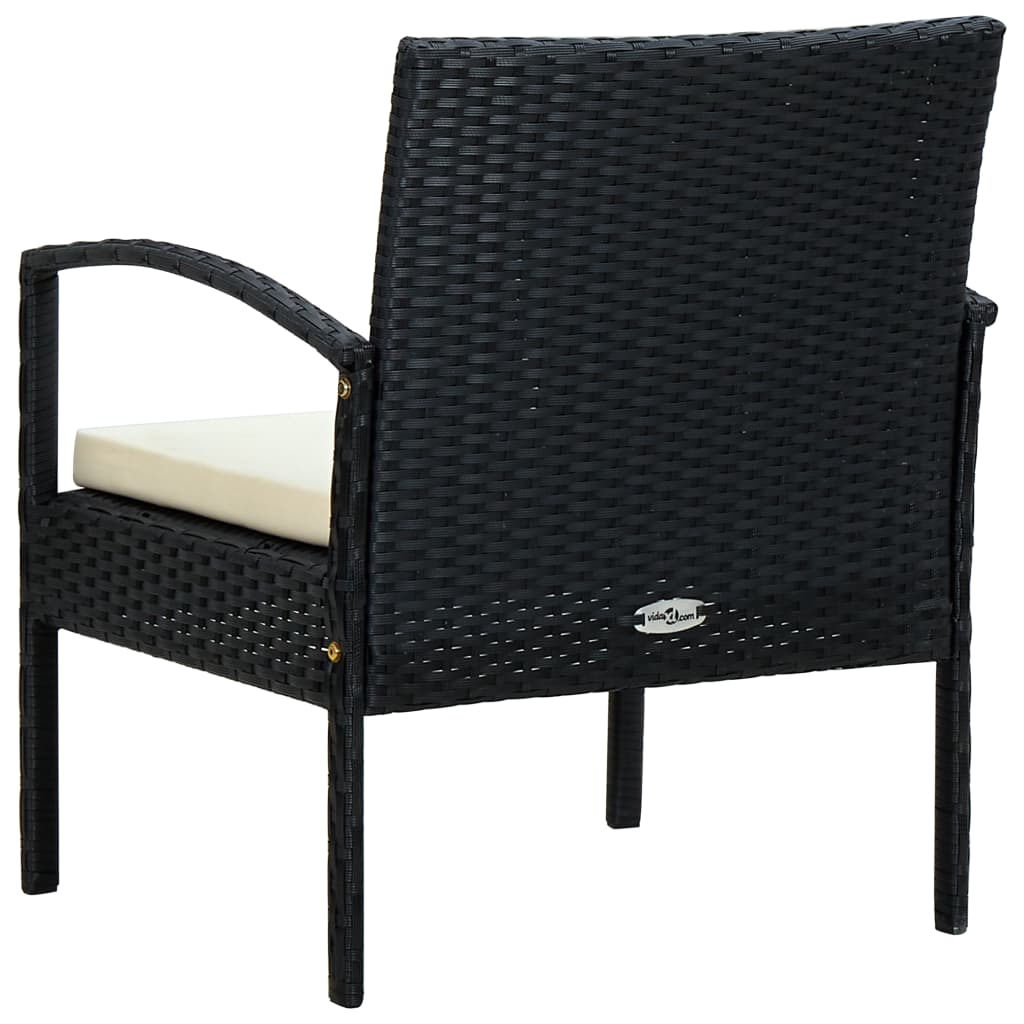 Sedia da Giardino con Cuscino in Polyrattan Nero - homemem39