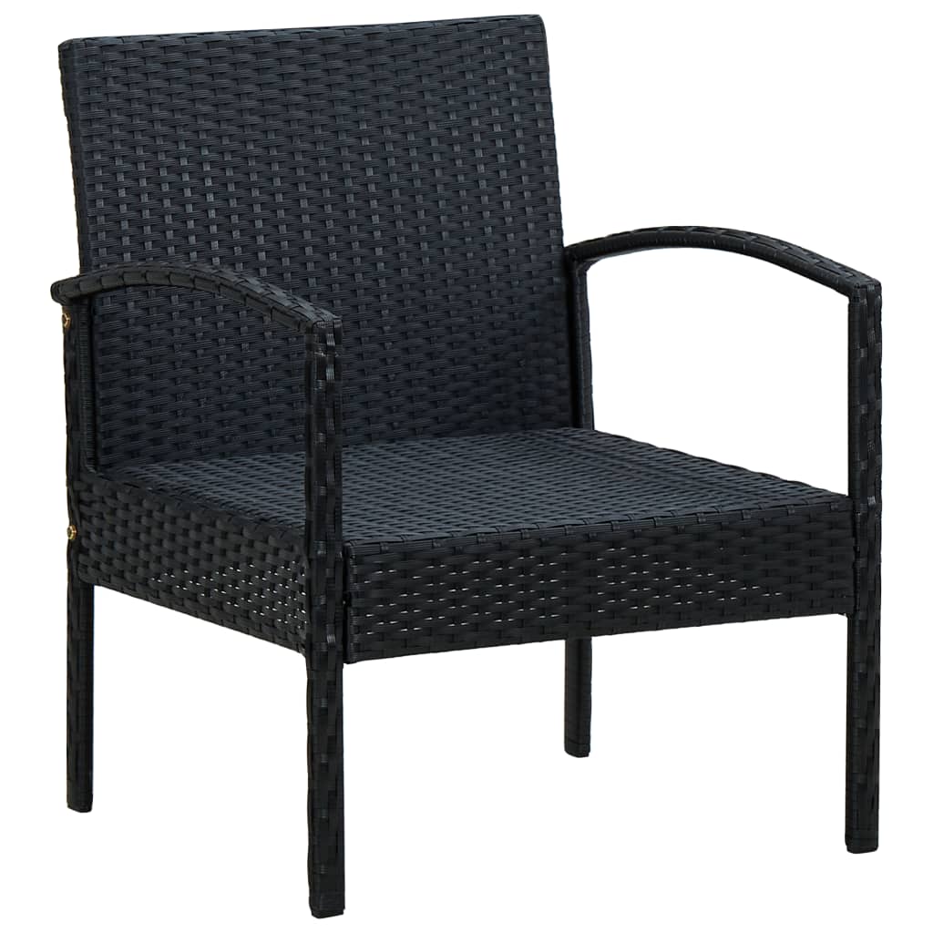 Sedia da Giardino con Cuscino in Polyrattan Nero - homemem39