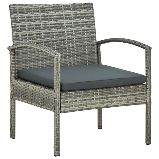 Sedia da Giardino con Cuscino in Polyrattan Grigio - homemem39