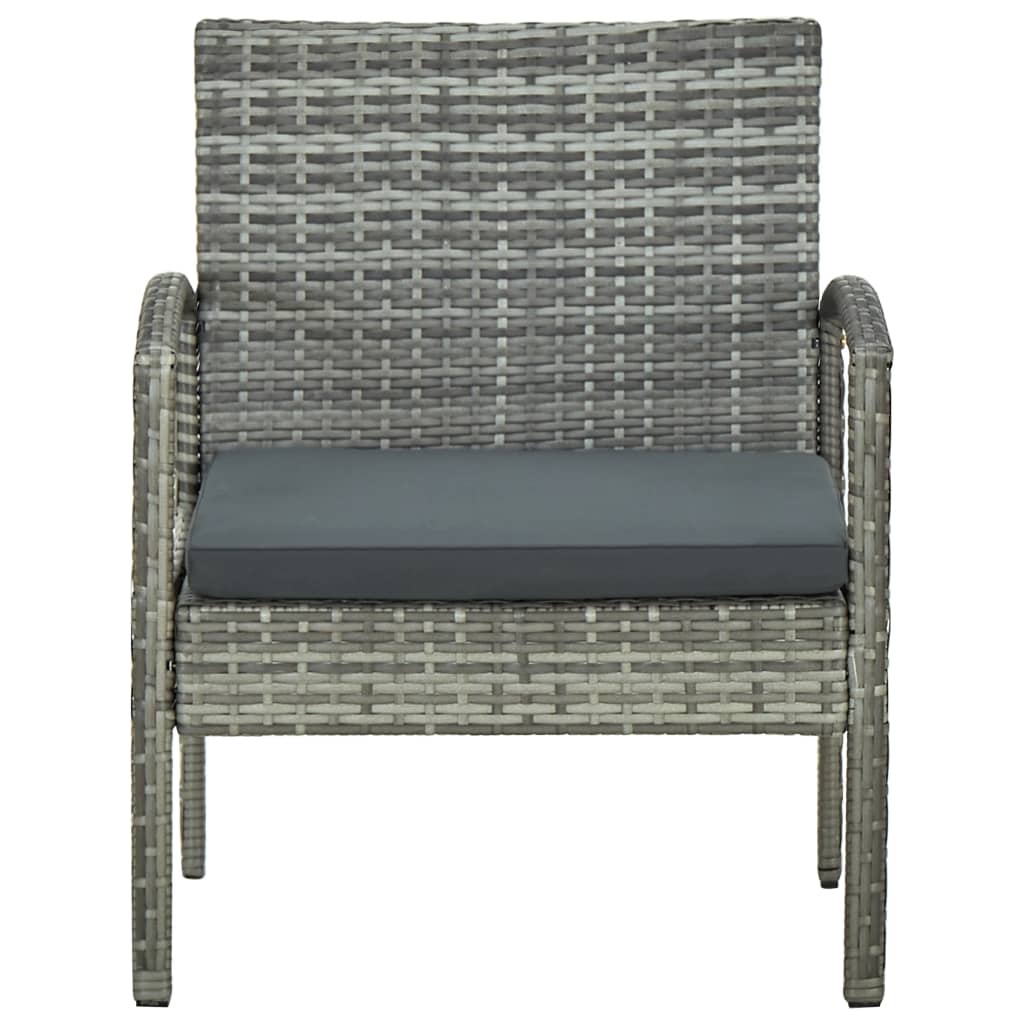 Sedia da Giardino con Cuscino in Polyrattan Grigio - homemem39