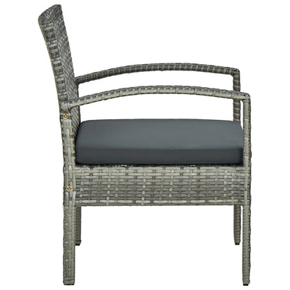 Sedia da Giardino con Cuscino in Polyrattan Grigio - homemem39