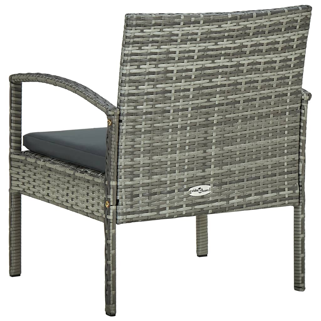 Sedia da Giardino con Cuscino in Polyrattan Grigio - homemem39