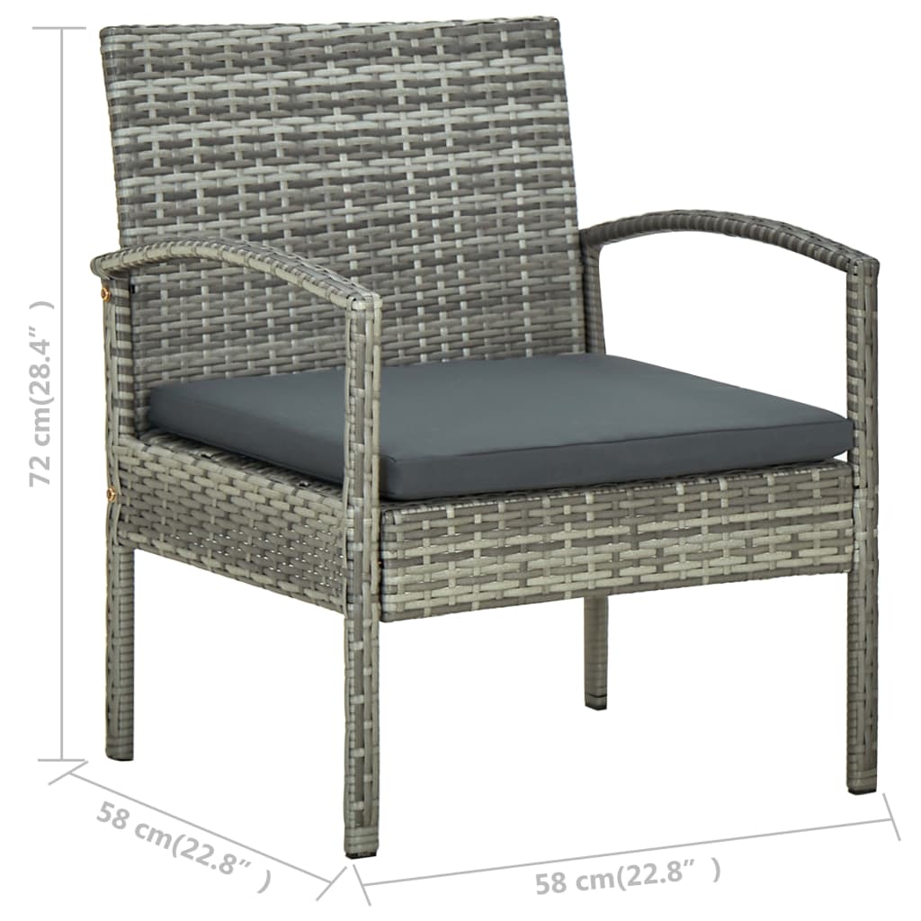 Sedia da Giardino con Cuscino in Polyrattan Grigio - homemem39