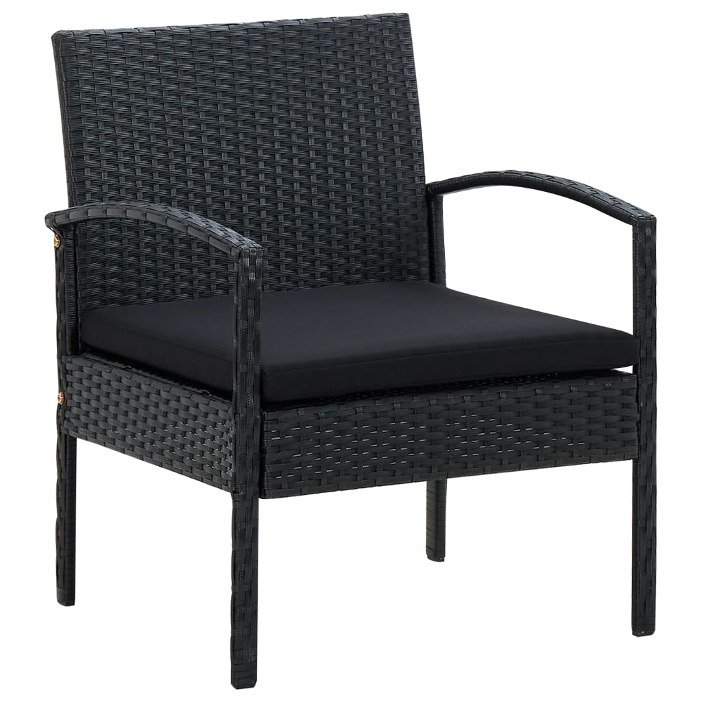 Sedia da Giardino con Cuscino in Polyrattan Nero - homemem39