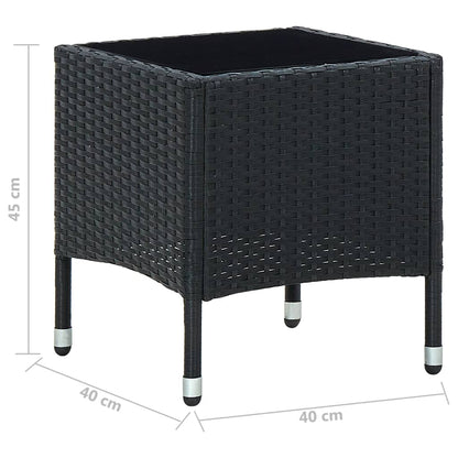 Tavolo da Giardino Nero 40x40x45 cm in Polyrattan - homemem39