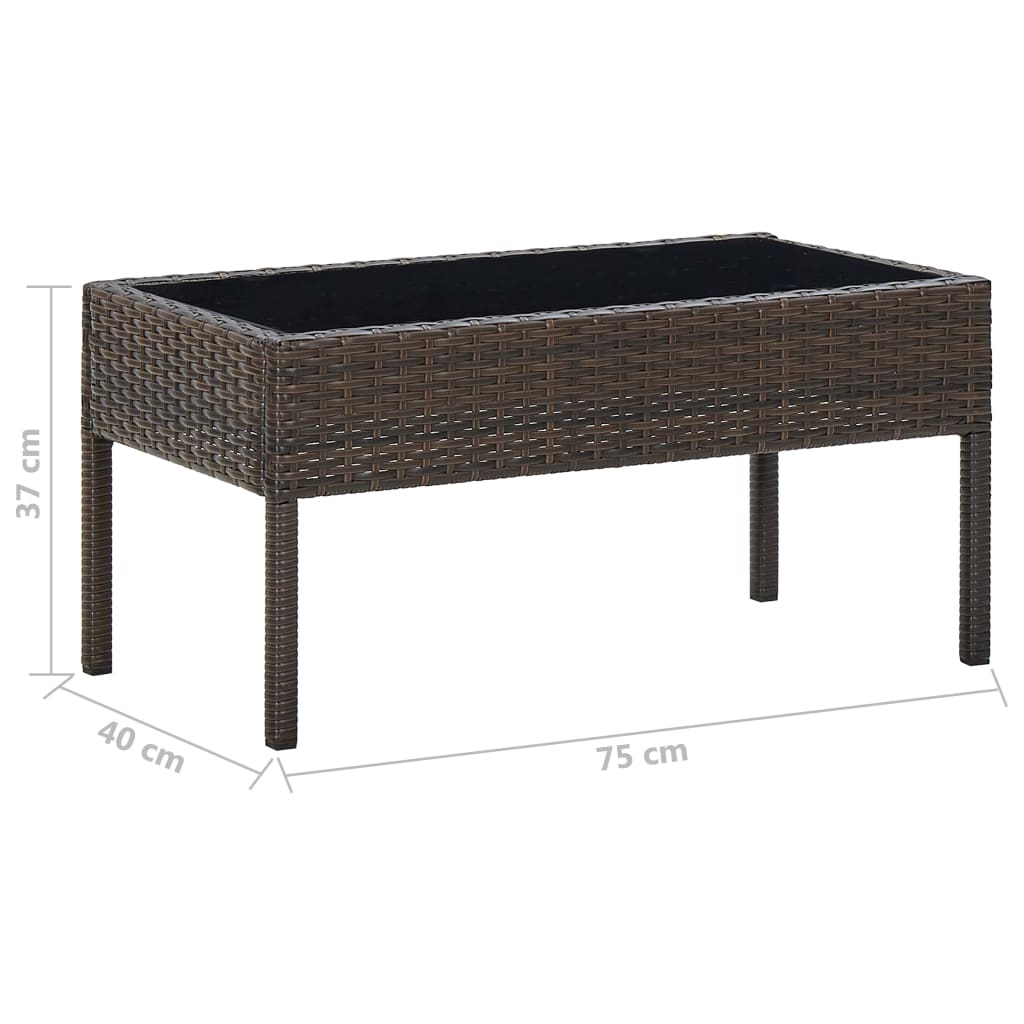 Tavolo da Giardino Marrone 75x40x37 cm in Polyrattan - homemem39