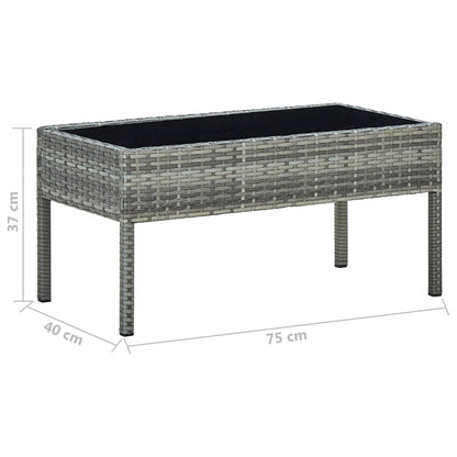 Tavolo da Giardino Grigio 75x40x37 cm in Polyrattan - homemem39