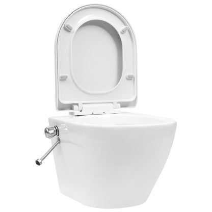 Toilette senza Bordo Sospesa con Funzione Bidet Ceramica Bianca - homemem39