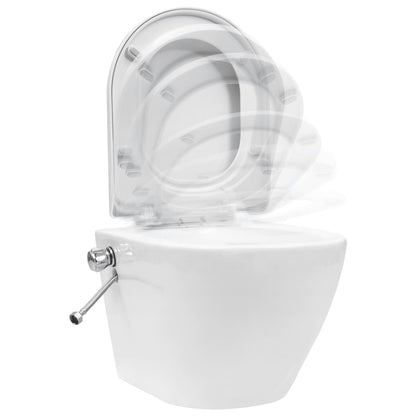 Toilette senza Bordo Sospesa con Funzione Bidet Ceramica Bianca - homemem39