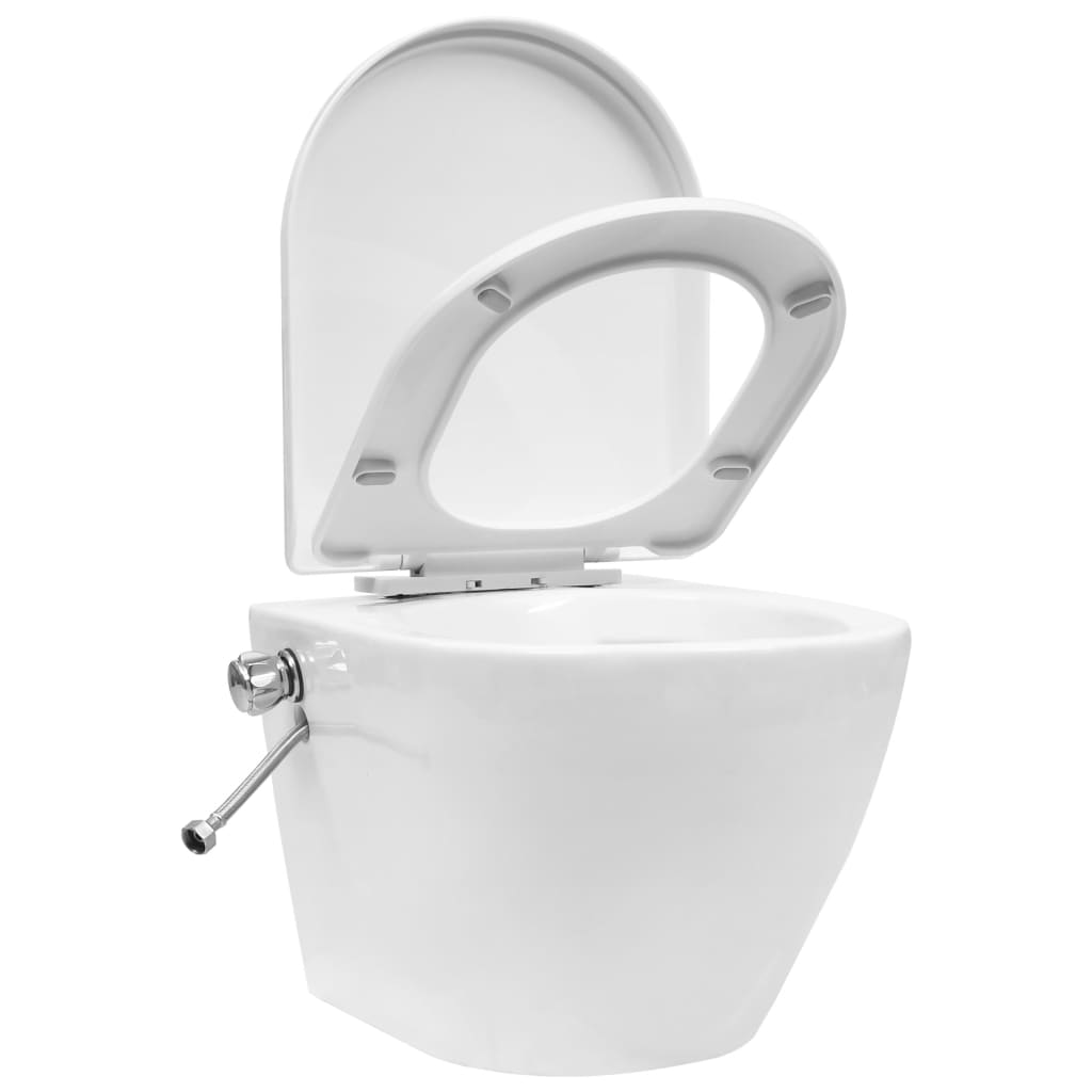 Toilette senza Bordo Sospesa con Funzione Bidet Ceramica Bianca - homemem39