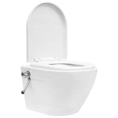 Toilette senza Bordo Sospesa con Funzione Bidet Ceramica Bianca - homemem39