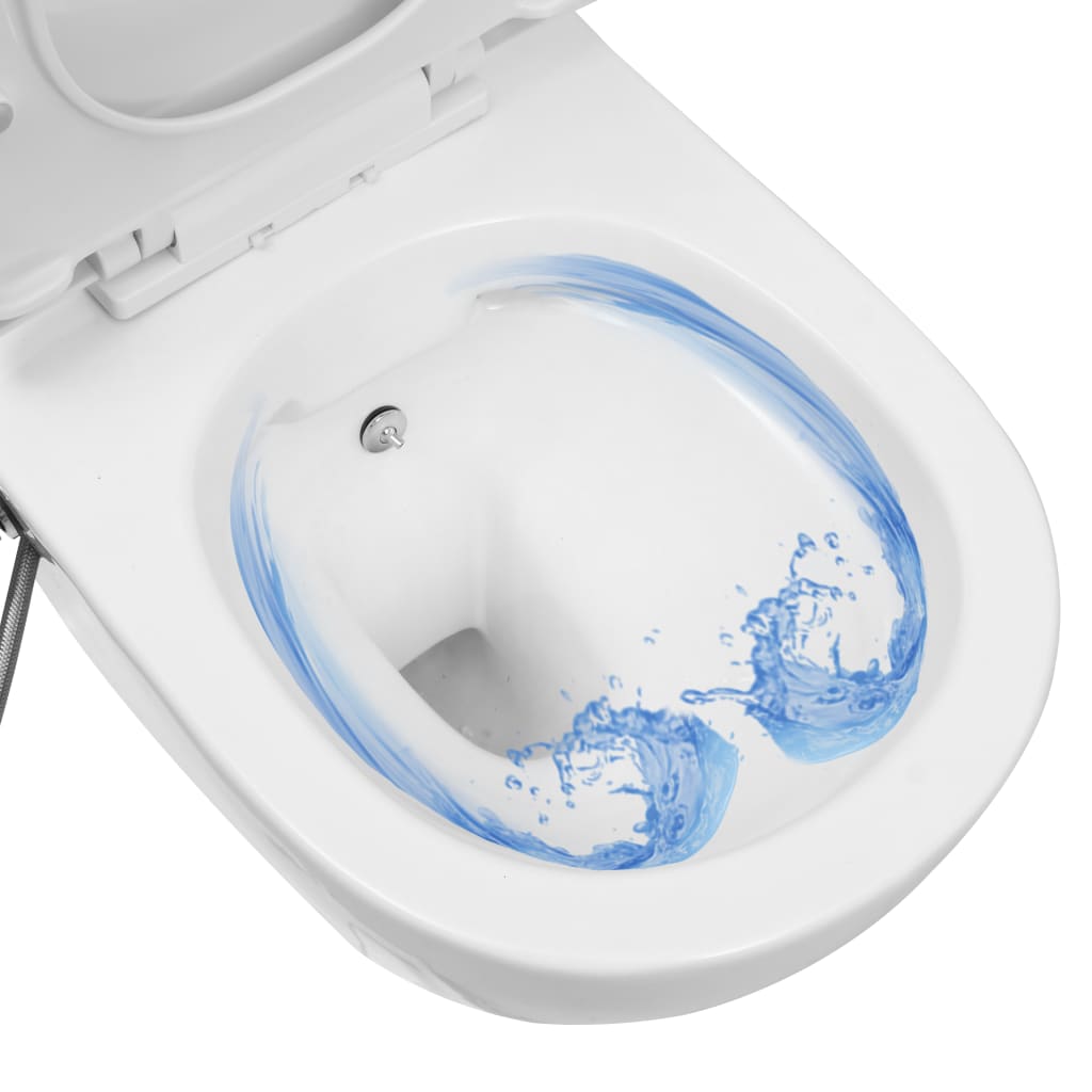 Toilette senza Bordo Sospesa con Funzione Bidet Ceramica Bianca - homemem39