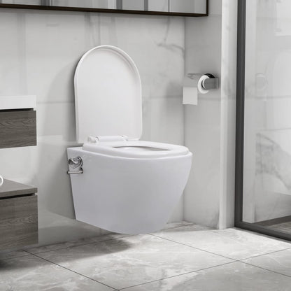 Toilette senza Bordo Sospesa con Funzione Bidet Ceramica Bianca - homemem39