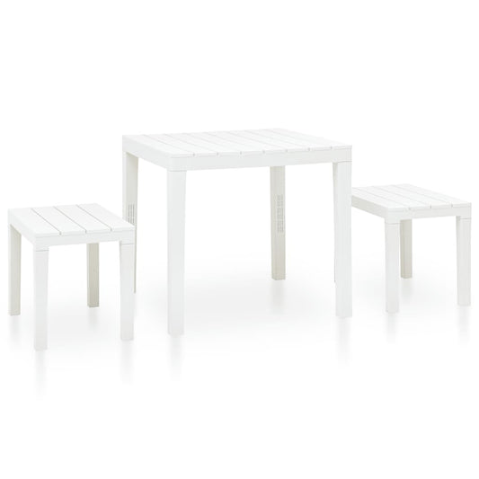 Tavolo da Giardino con 2 Panche in Plastica Bianco - homemem39