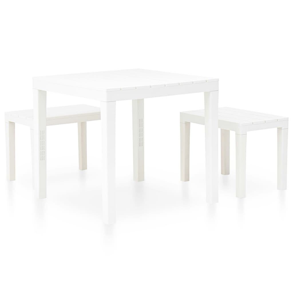 Tavolo da Giardino con 2 Panche in Plastica Bianco - homemem39