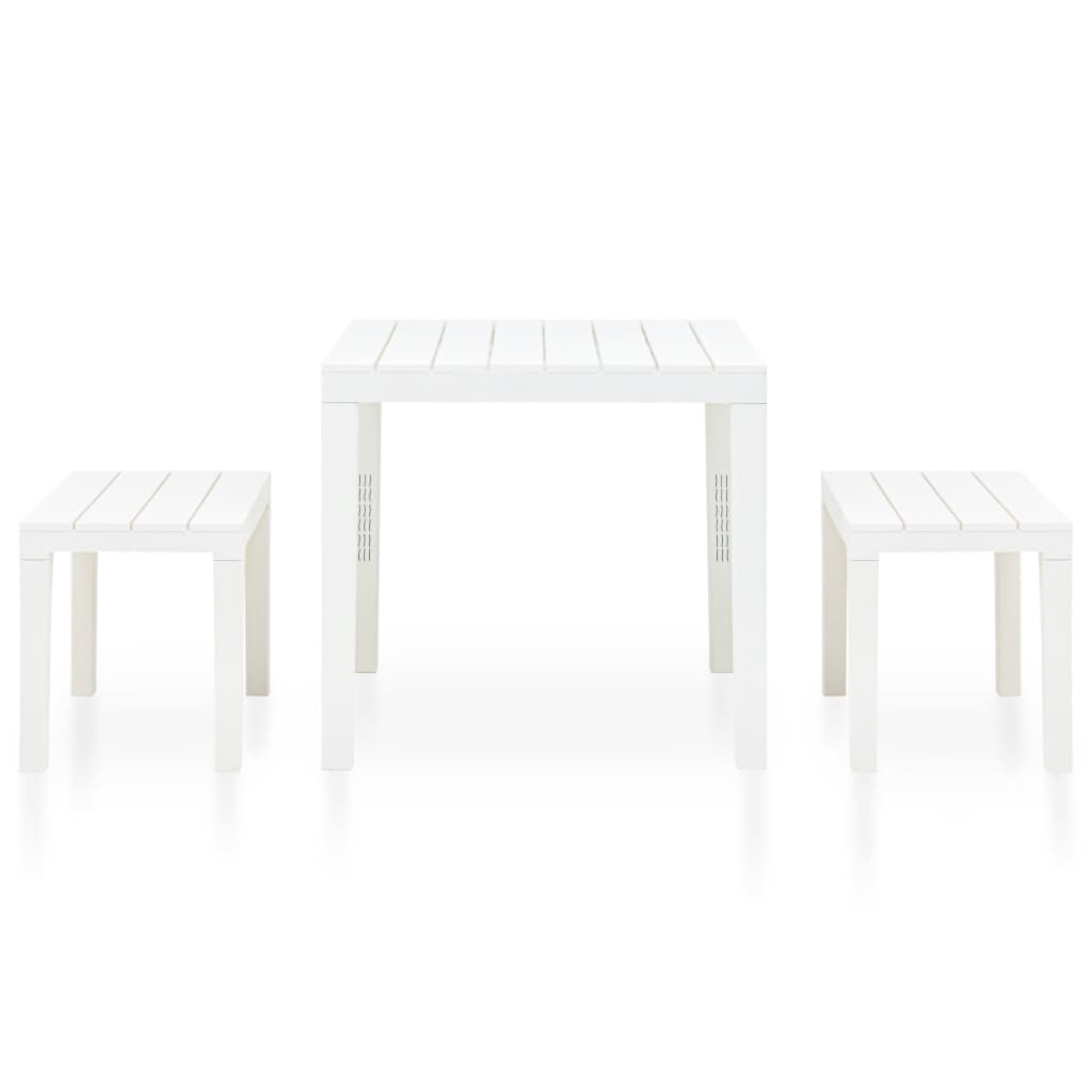 Tavolo da Giardino con 2 Panche in Plastica Bianco - homemem39