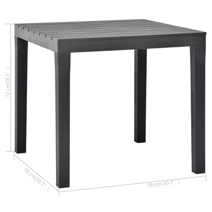 Tavolo da Giardino Antracite 78x78x72 cm in Plastica - homemem39