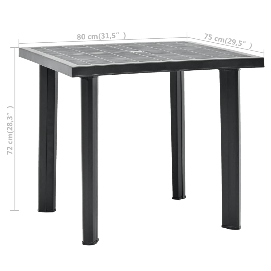 Tavolo da Giardino Antracite 80x75x72 cm in Plastica - homemem39
