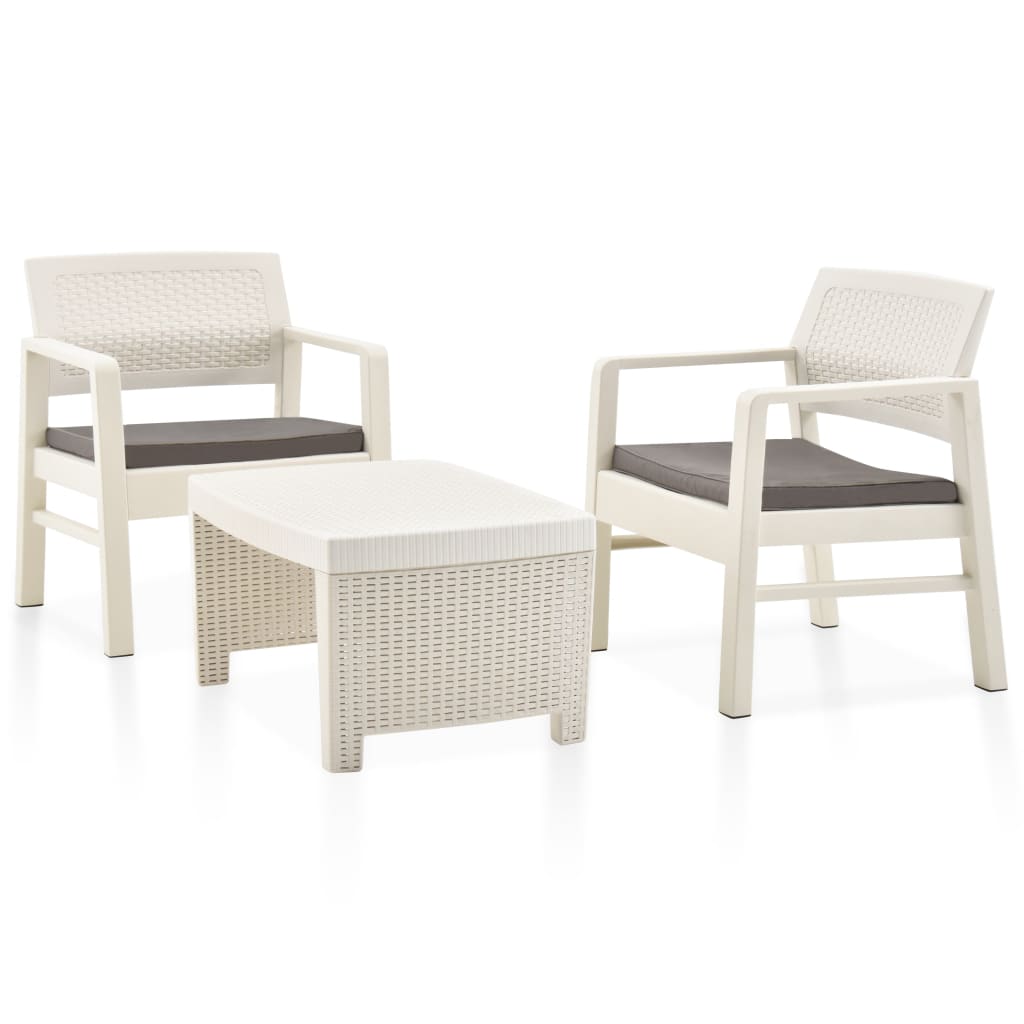 Set Salotto da Giardino 3 pz in Plastica Bianco - homemem39