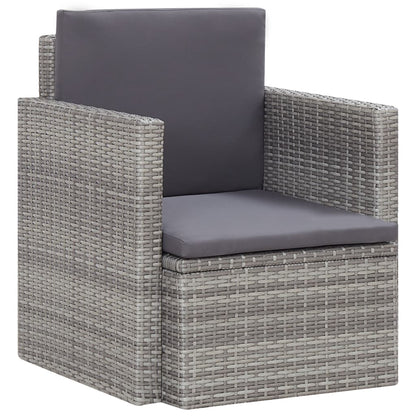 Sedia da Giardino con Cuscini in Polyrattan Grigio - homemem39