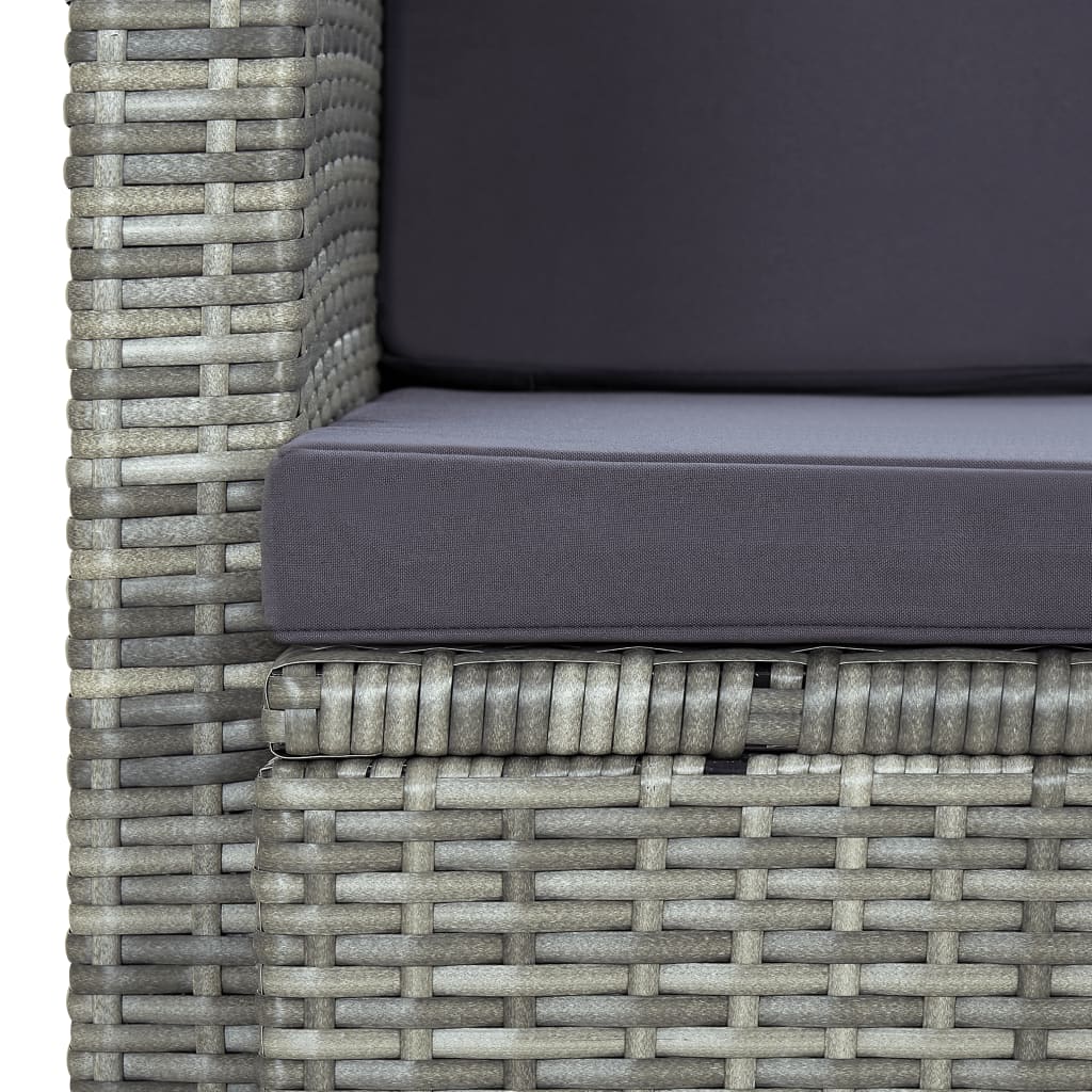 Divano da Giardino a 2 Posti con Cuscini Grigio in Polyrattan - homemem39