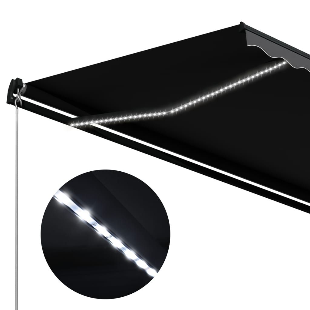 Tenda da Sole Retrattile Manuale con LED 300x250 cm Antracite - homemem39