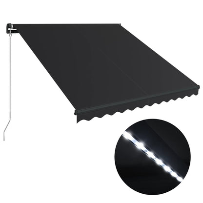 Tenda da Sole Retrattile Manuale con LED 350x250 cm Antracite - homemem39