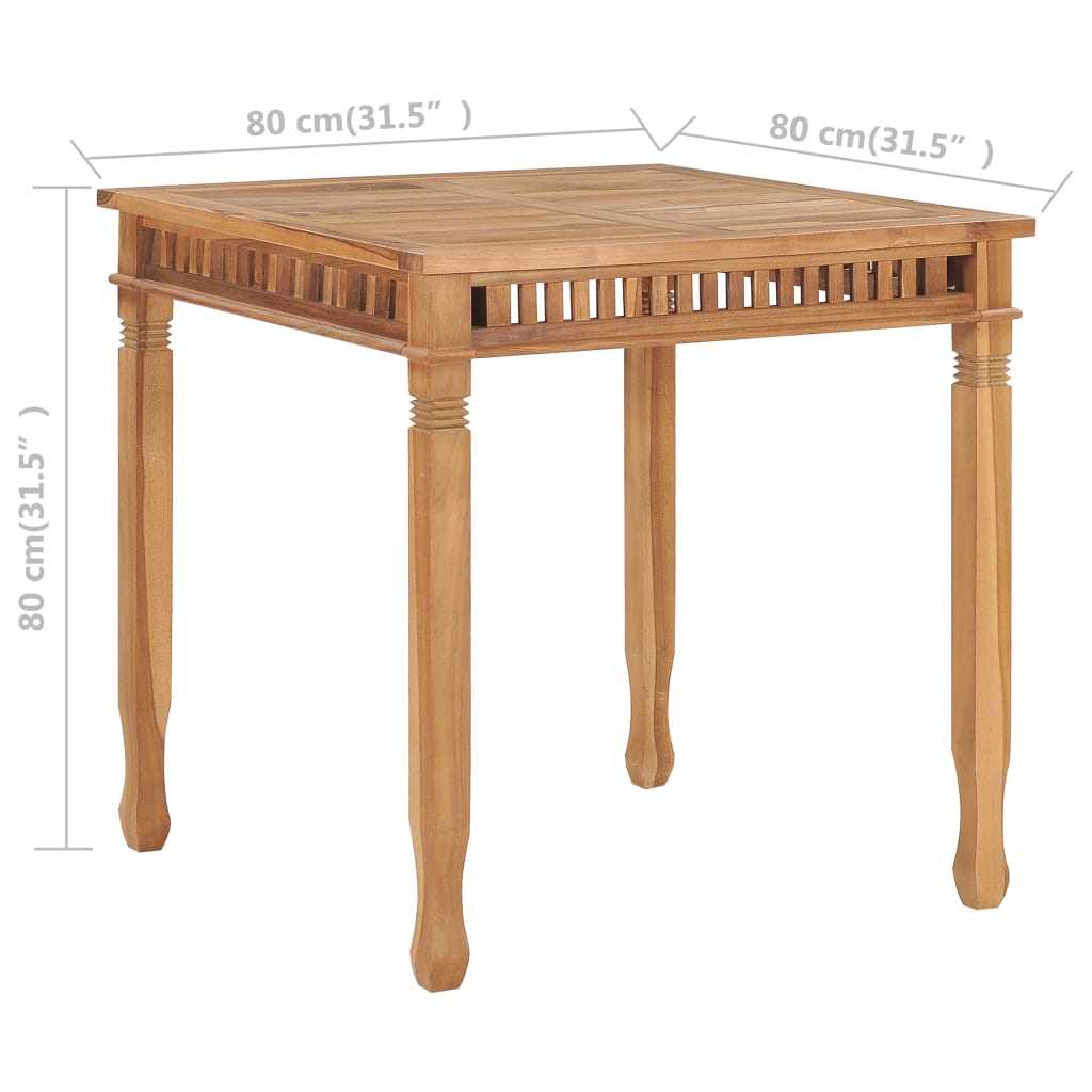 Tavolo da Pranzo per Giardino 80x80x80 cm in Massello di Teak - homemem39