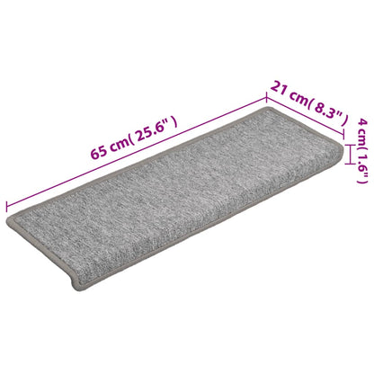 Tappetini per Scale 15 pz 65x21x4 cm Grigio Chiaro - homemem39