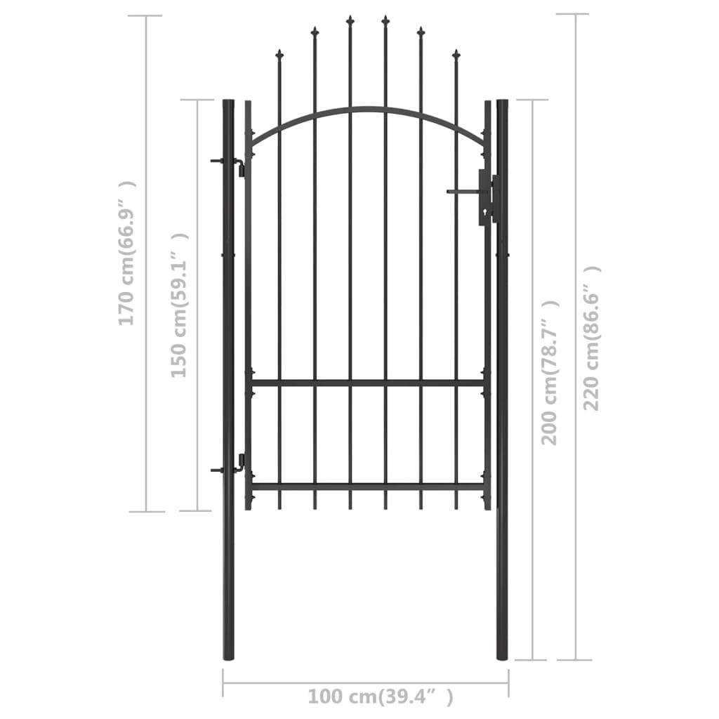 Cancello da Giardino in Acciaio 1x2,2 m Nero - homemem39