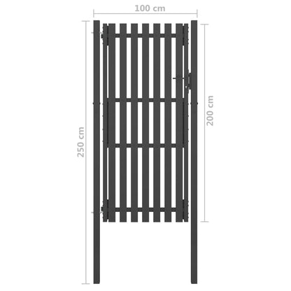 Cancello per Recinzione in Acciaio 1x2,5 m Antracite - homemem39