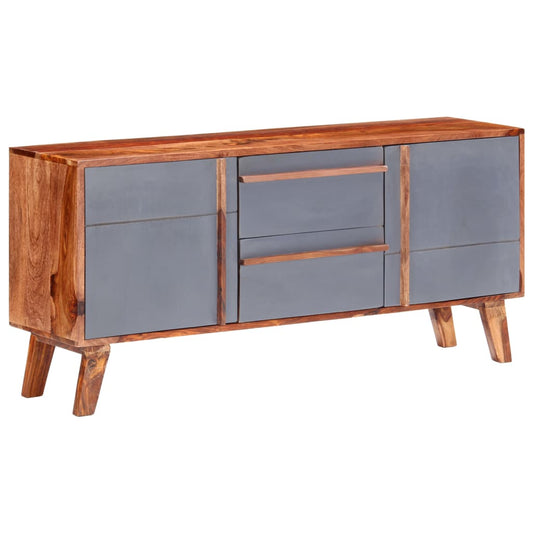 Credenza Grigia 120x30x55 cm in Legno Massello di Sheesham - homemem39