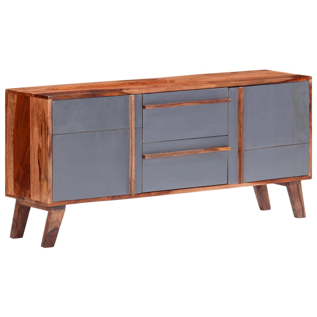 Credenza Grigia 120x30x55 cm in Legno Massello di Sheesham - homemem39