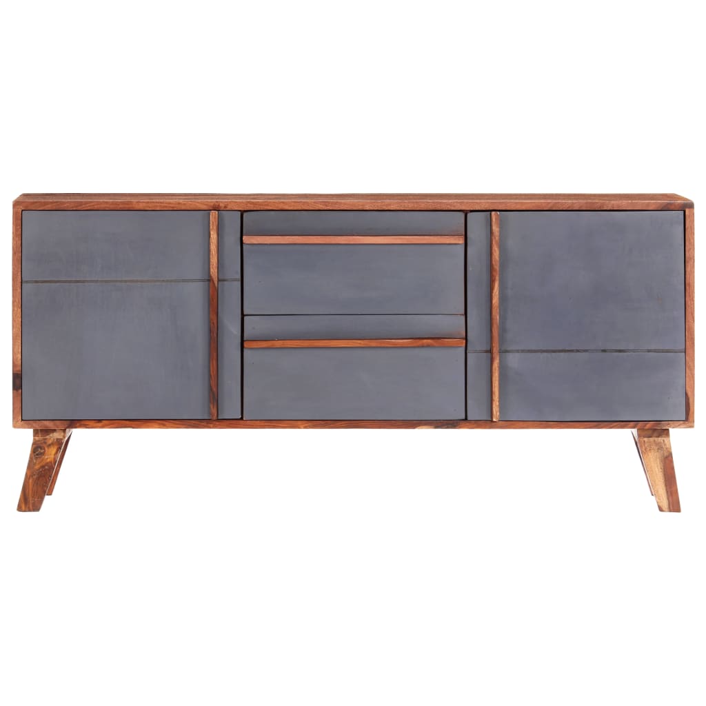 Credenza Grigia 120x30x55 cm in Legno Massello di Sheesham - homemem39