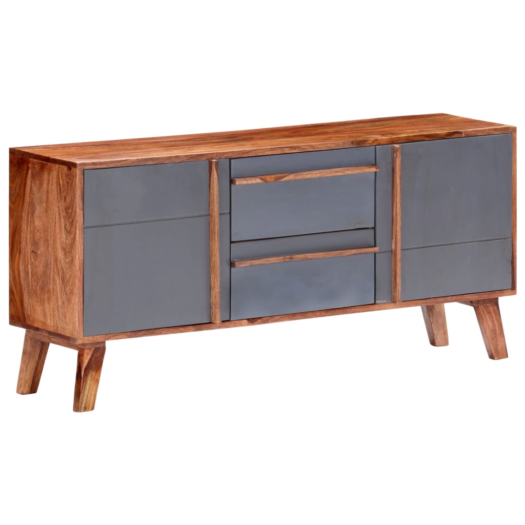 Credenza Grigia 120x30x55 cm in Legno Massello di Sheesham - homemem39