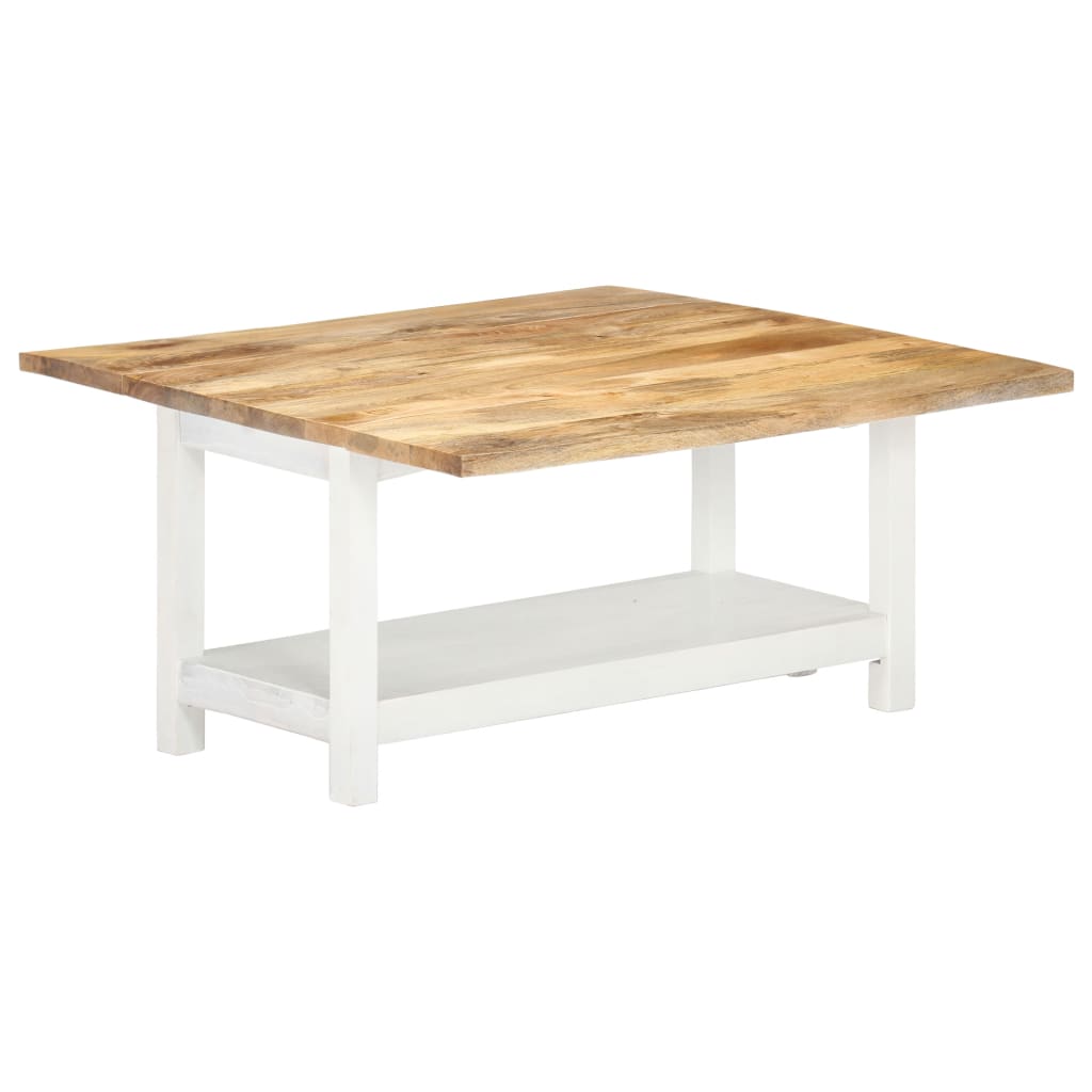 Tavolino Estensibile Bianco 90x(45-90)x45 cm in Legno di Mango - homemem39