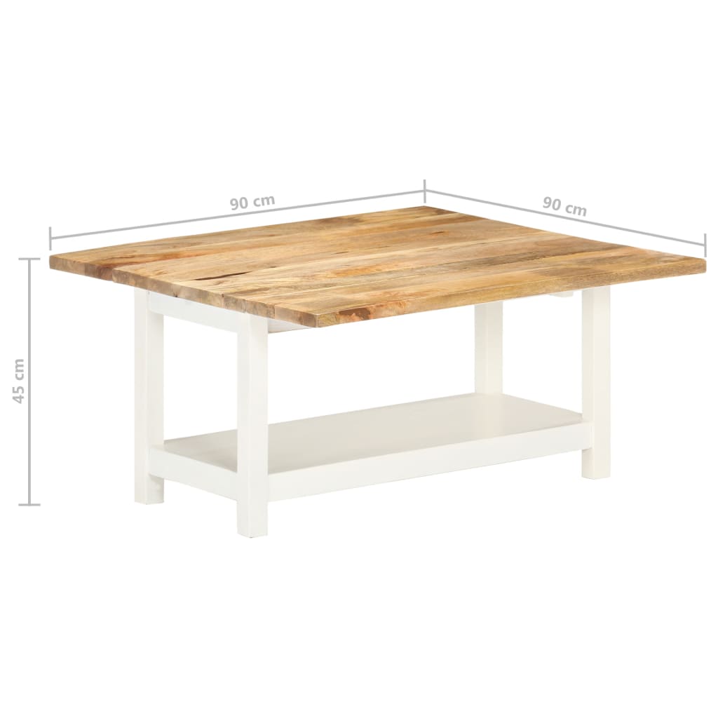 Tavolino Estensibile Bianco 90x(45-90)x45 cm in Legno di Mango - homemem39