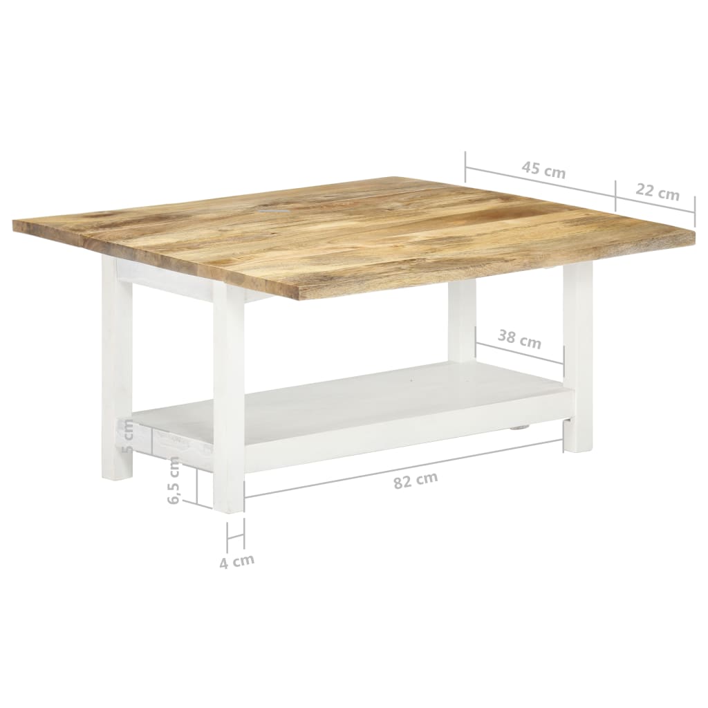 Tavolino Estensibile Bianco 90x(45-90)x45 cm in Legno di Mango - homemem39