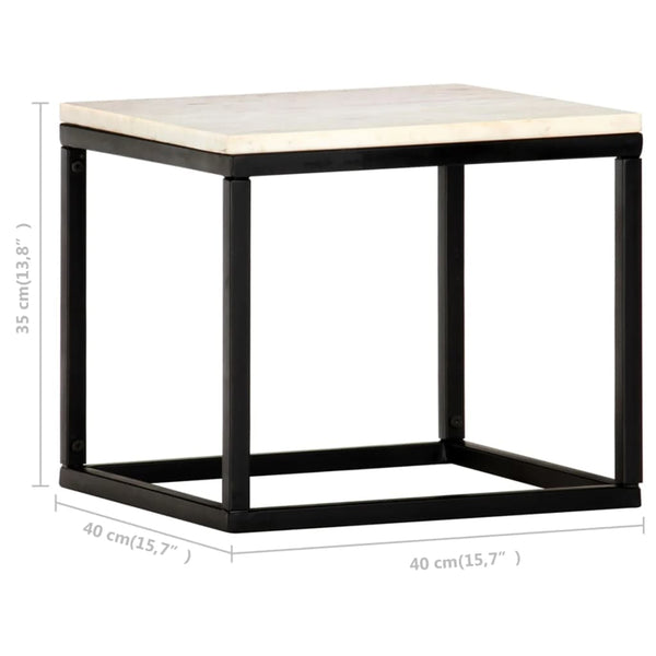 Tavolino da Caffè Bianco 40x40x35 cm Pietra Vera Testura Marmo - homemem39